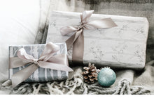Load image into Gallery viewer, Winter Luxury Gift Wrap No 1 -Antique Blue & Birch Trees