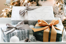 Load image into Gallery viewer, Winter Luxury Gift Wrap No 1 -Antique Blue & Birch Trees