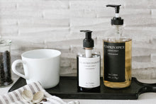 Load image into Gallery viewer, Clear GLASS Coffee Syrup Refillable Bottle | BLACK Waterproof Label