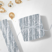 Load image into Gallery viewer, Winter Luxury Gift Wrap No 1 -Antique Blue & Birch Trees